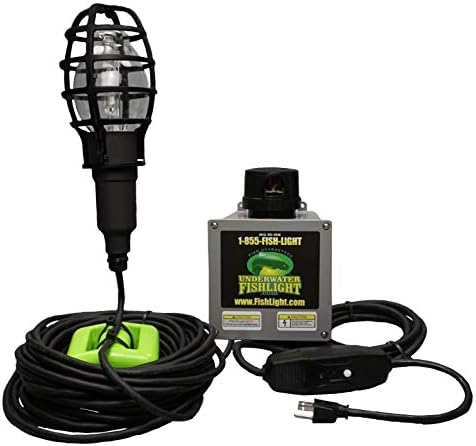 175W Underwater Single Dock Light for Fresh Water or Salt Water, Easy to Install, Attracts Fish, Dusk to Dawn Operation