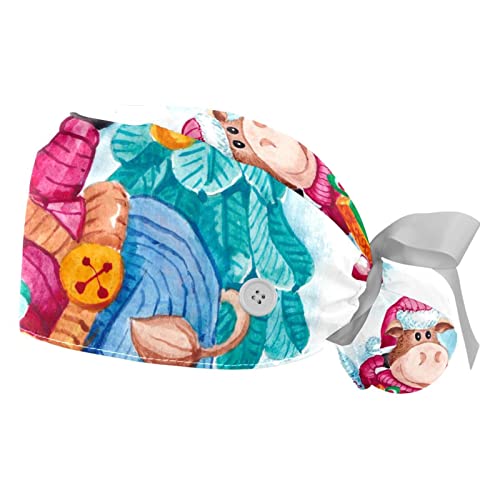 Casquettes de travail respirantes pour cheveux longs avec ce lot de 2 chapeaux vache de Noël