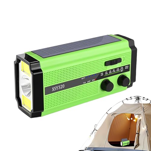 Sillas de radio meteorológica, radio de manivela y energía solar, batería recargable de 5000 mAh con cargador y linterna incorporada para emergencias al aire libre