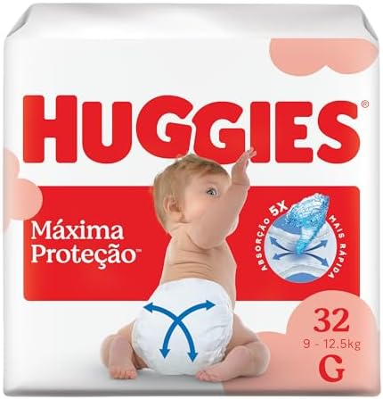 Fralda Descartável Huggies Máxima Proteção Tamanho G 32 unidades ...