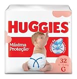 Fralda Descartável Huggies Máxima Proteção Tamanho G 32 unidades – Nova fralda Supreme Care aberta com tecnologia Xtra-Flex, canais em X que se adaptam aos movimentos e máxima proteção sem fralda caída (embalagem pode variar)