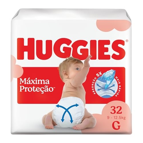 Fralda Descartável Huggies Máxima Proteção Tamanho G 32 unidades – Nova fralda Supreme Car...