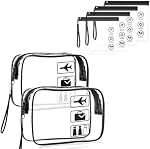 6pcs Clear Toiletry Bag,2 Pack TSA Approved Waterproof Carry-on Makeup Liquids Bags Cosmetic Bag with Zipper and 4 Pack 20x20cm 1L 3-1-1 Compliant Travel Bags for Women Men Airport Airline