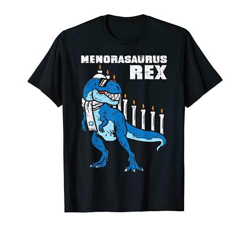 Menorasaurus Rex Trex Menorah Hanukkah Chanukah Jewish Boys Camiseta
