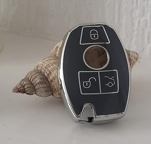 SMART KEY FOB REMOTE COMPATIBLE WITH MERCEDES BENZ 3 BUTTON CASE SLK CLK S SL ML COVER AMG 12 FOR MERCEDES BENZ (Grey-Silver) - Image 3