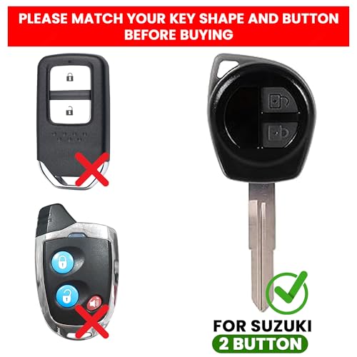 Image of Black Metal Silicon Key Cover Compatible with Maruti Suzuki S-Presso, Swift, SX4, DZire, Ignis,Alto, Vitara, Brezza, Celerio, Ertiga, Ciaz, SCross, Baleno, Ritz 2 Button Key Glow in Dark