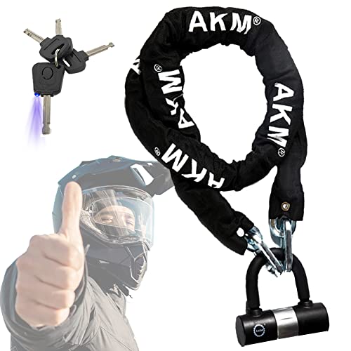 Akm Motorcycle Chain Lock 160Cm/5.3Ft Heavy Duty Bike Chain Lock Anti-Theft Durable 10Mm Thick Security Bicycle Chain Lock With 4Keys 16Mm U Lock Disc Lock For Moped,Scooter,Motorcycles #TOP17