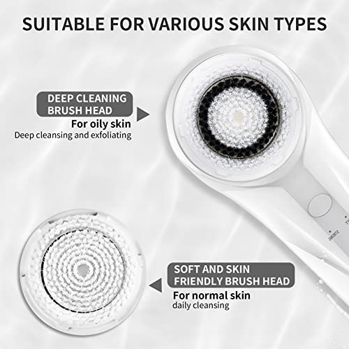 Facial Cleansing Brush, Ipx7 Waterproof Sonic Facial Cleansing Brush Is Suitable For Men & Women, Electric Face Cleansing Brush With 2 Brush Heads Easily Cleans Dirt And Exfoliating From The Skin #TOP5