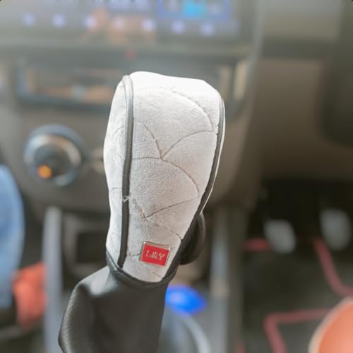 Image of YOURKARTS.COM Car Gear Knob Cover Velvet Soft Touch - Universal Gear Shift Knob Protector, Anti-Slip & Dustproof Gear Shifter Cover for Car Interior Accessories (White)