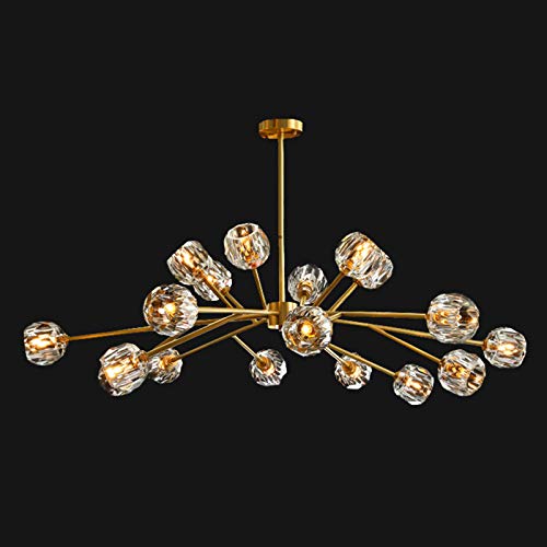 Suspension branche d'arbre dorée et cristal pour salon chic