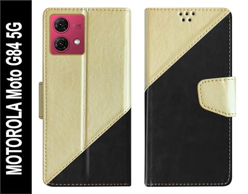 Image of SBMS Flip Cover for Motorola Moto G84 5G Back Cover Case with Magnatic Closure | Inbuilt Stand | Card Pocket & Money Pocket (Multi Black)