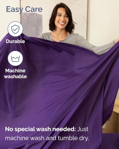 Image of CGK Unlimited Extra Deep Flex Top Split Head King Sheet Set - 6 Piece Breathable and Cooling Sheets - Hotel Luxury Bedding for Women, Men, Kids & Teens - Easy Secure Fit - Extra Deep Pockets - Purple