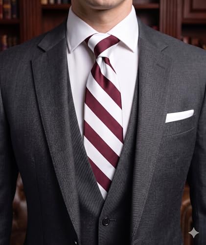 Image of NYFASHION101 Men's Classic Striped Necktie - Premium Woven Two-Tone Tie for Weddings, Graduation, Business & School Colors