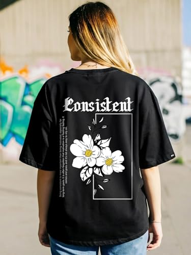 Image of Bewakoof Women's Graphic Printed 100% Cotton T-Shirt - Oversized Fit, Round Neck, Half Sleeves