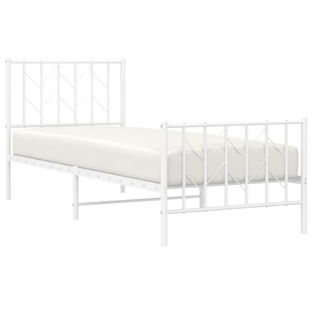 vidaXL Metal Bed Frame without Mattress with Footboard White 80x200cm
