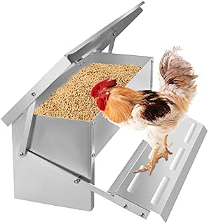 Trintion Auto Chicken Feeder 5KG Aluminium Treadle Poultry Feeder Ratproof Water-Resistant Self Opening Feeder for Chicken Ducks Most Poultry