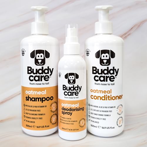 Oatmeal Dog Bundle by Buddycare | Includes 500ml Dog Shampoo, 500ml Conditioner & 200ml Deodorising Spray | Oatmeal Scented - Image 4