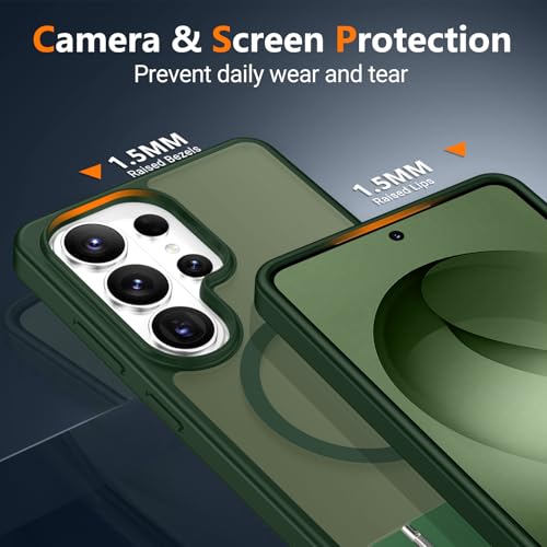 Image of SPIDERCASE Magnetic for Samsung Galaxy S26 Ultra Case,[Built-in Invisible Kickstand][Compatible with Magsafe] Slim Translucent Matte Phone Case for S26 Ultra 6.9'',Green