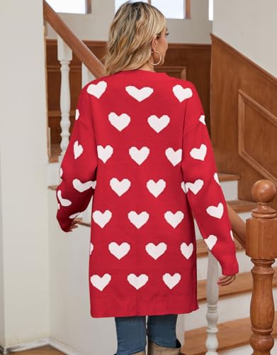Image of Alsol Lamesa Women's Long Sleeve Heart Cardigan Sweaters V Neck Open Front Knit Coat