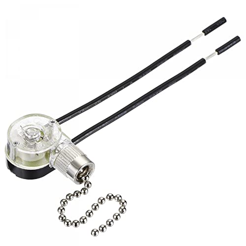 sourcing map Pull Chain Switch On-Off Speed Replacement ZE-109 for Ceiling Fan Lamp Light Clear Silver