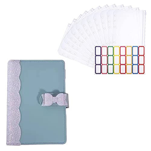 Cuaderno de cuero A6 organizador de dinero con etiquetas autoadhesivas JFDBGU 2