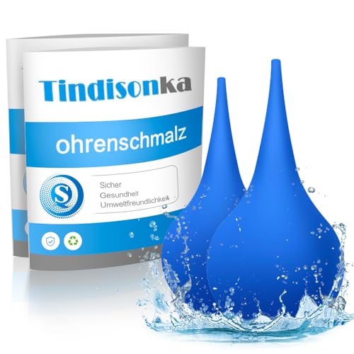 Tindisonka 2 Stück Ohrenreiniger 60ml ● Ohrenreiniger Ohrenschmalz Entferner ● Ohrreiniger für Erwachsene ● Ohrenschmalz Entferner Sauger ● Ohrendusche für Babys, Kinder & Erwachsene, Blau