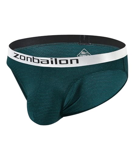 ZONBAILON Men's Striped Underwear Soft Breathable with Tiny Holes Sweat Absorbing Bulge Contour and Ball Pouch Male Briefs