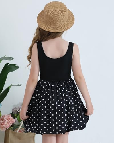 Girls Summer Dresses Tween Back to School Outfits Casual Sleeveless Bubble Sundress with Pockets for 7-12 Years3