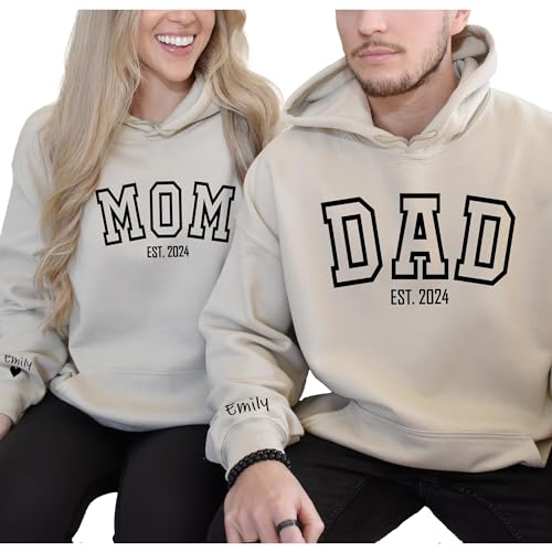 Amazon.com: Custom Mom and Dad Sweatshirt or Hoodie Mom and Dad Gift ...
