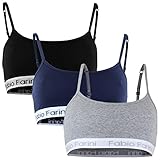 Fabio Farini Sport-BH Sports-Bra mit breitem Unterbrustband und Spaghetti-Trägern, in 3 Farben 3er Pack S