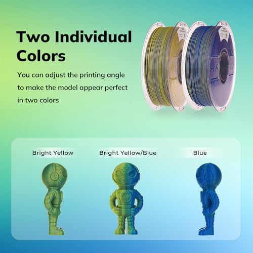 Image of AMOLEN PLA Filament 1.75mm Dual Color Blue & Bright Yellow, True High Speed 600mm /s 3D Printer Filament, Dimensional Accuracy + /- 0.02mm, 1KG Spool(2.2lbs) Fits for Most FDM 3D Printers