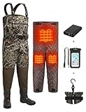 TIDEWE Breathable Hunting Waders Heated 1200G Insulation with Removable Insulated Liner and Battery Pack, Waterproof Chest Waders for Men, Next Camo Fishing Waders(Size 10)