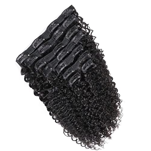 Image of Real 100% Natural Human Remy Culrly 8pcs Clipin Hair Extension Volume Enhancer | Long Length Thickening Soft Lightweight Durable Reusable | Instant Styling Party Daily Wear Damage Free Seamless Blend For Women Girls | Natural Black (10inch Hair Length)