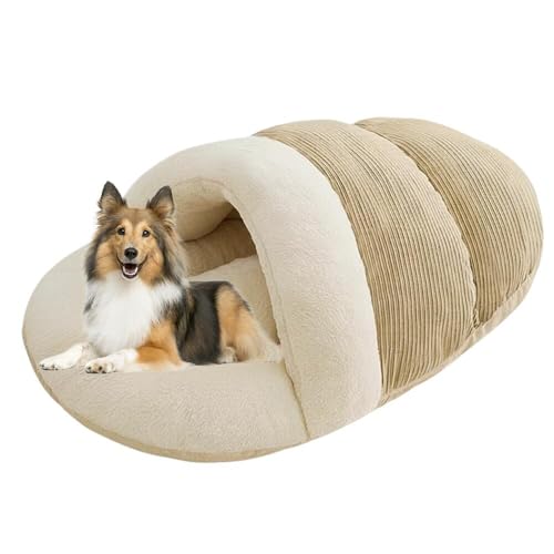 Lifetips シェットランドシープドッグ ペットベッド 犬猫兼用 冬用 寝袋型 ふわふわ クッション 保温 防寒 洗える 小型犬 中型犬 室内 おしゃれ 北欧風 ソファ ハウス 快眠グッズ 抱っこ感覚 多頭飼い対応 寝具 抗菌 防臭 速乾 低アレルゲン