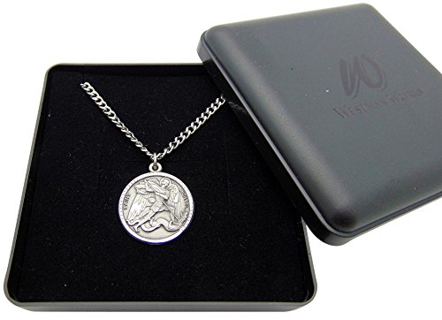 Westman Works St Michael Pewter Medal One Inch Saint Pendant On A Stainless Steel Chain Boxed Gift Set #TOP1
