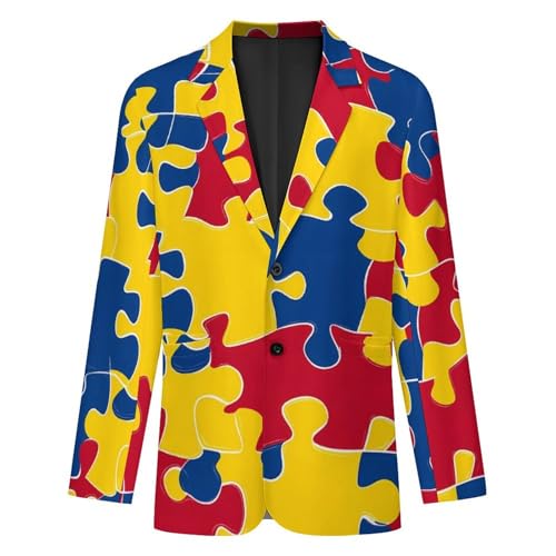 Puzzlees Pieces Austim Men's Slim Suit Long-Sleeve Prom Tuxedo Classic Two Button Business Jacket4