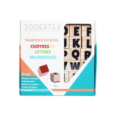 Mini Wooden Letters and Numbers Stamps 2 x 2 x 2 cm 36 Pieces Cover