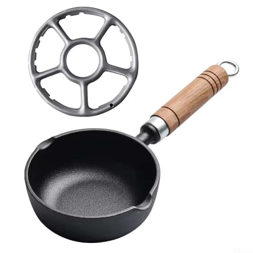 Mini sartén de hierro fundido perfecta para tareas diarias de cocina, incluyendo huevos y leche (11 x 4 cm + estante)