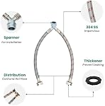 Accessoires de 3/4"1Ft Coussin de mélange Y avec clé octagonale, connecteur Y pour laveuse, 304 laveuse l'eau chaude et froide en acier inoxydable