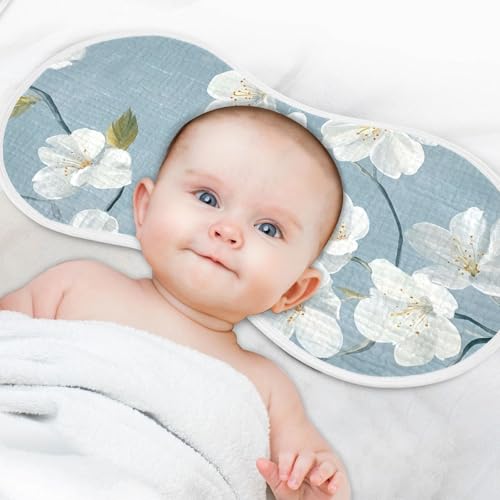 Baby Burp Cloths, Soft Absorbent Burping Cloths for Babies, Cotton Milk Spit Up Rags, Large Size for Newborns, Baby Boys and Girls (White Cherry Blossom) 6