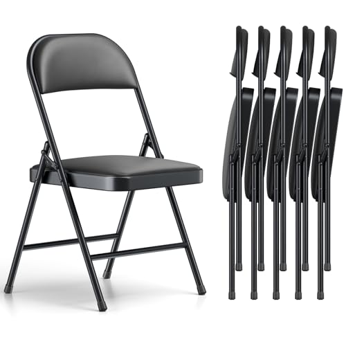 PU Leather Padded Folding Chairs 6 Pack