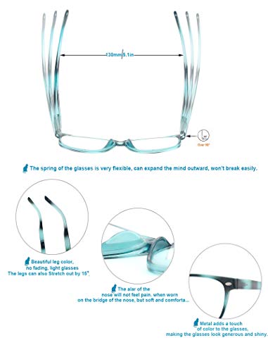 HEEYYOK Reading Glasses Men Women 4-Pack,Readers Glasses Comfortable Spring Hinges Flexible,Lgithweight Eyeglasses for Reading,Including 4 Pouch - Image 3