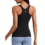 [CRZ YOGA] タンクトップ スポーツ レディース パッド付 カップ付 レーサーバック 大きいサイズ ヨガウェア トップス カップ付き Butterluxe ブラック S