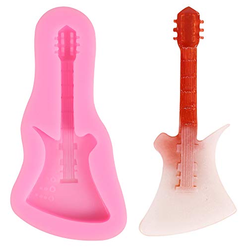 liuxingran 1 molde de silicona líquida para decoración de tartas, diseño delicado de guitarra eléctrica 3D, para gelatina, pudín