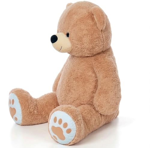 Image of Inky Ponky Stuffs Honey Hugs 3 Feet Giant Brown Teddy Bear | Ultra Soft High-Pile Plush Fur | Cute Big Size Cuddle Toy with Embroidered Paw Prints | Birthday, Anniversary & Romantic Gift