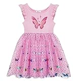 Pink Tutu Glitter Butterfly Dress for Girls Casual Short Sleeve Princess Party Wedding Birthday Tulle Skirts Dresses for Toddler Girl 3-7 Years (5)