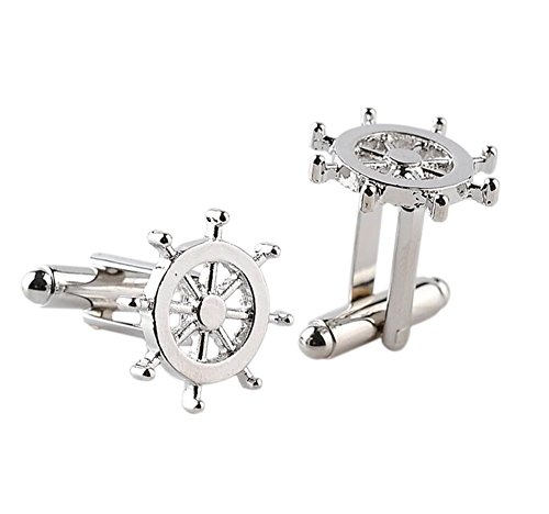 Preisvergleich Produktbild DaoRier Herren Manschettenknöpfe für Anzug Hemd, Silber Ruderform Französisch Manschettenknöpfe, Perfekte Business Gentleman Kleidung Ornament