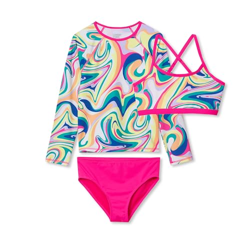 Image of Lands' End Big Girls 3 Piece UPF 50 Sun Protection Rash Guard Set