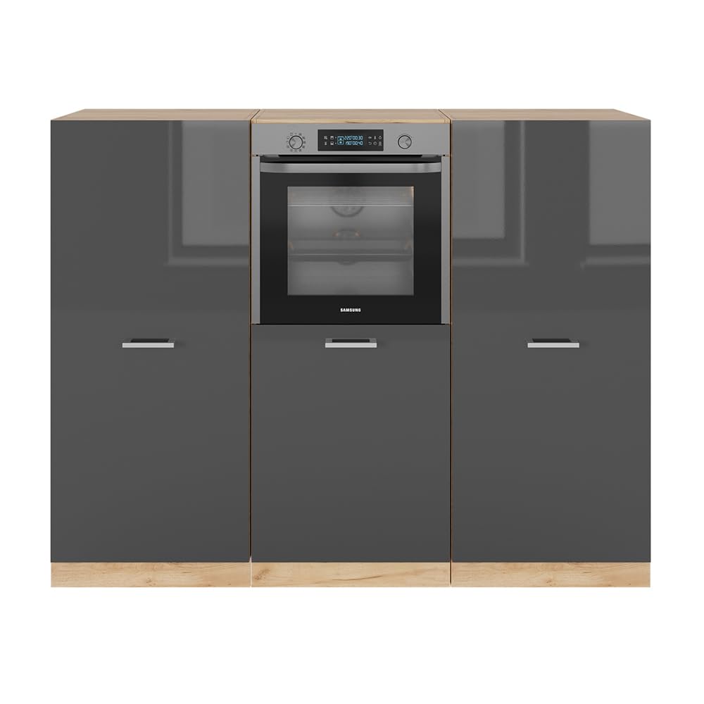 Vicco Bloc cuisine Noir Béton/Anthracite 180cm sans PT, R-Line | Noir