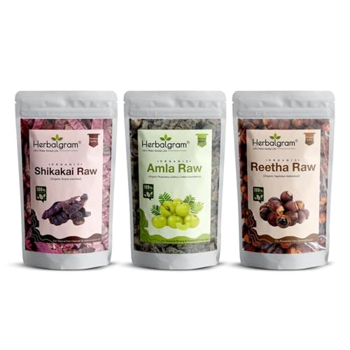 Image of Herbal gram Organic Combo Amla Reetha And Shikakai Raw For Making Hair Shampoo Or Oil (100Gmx3, Pack Of 3)